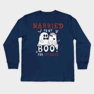 Funny 50th Wedding Anniversary October 50th Kids Long Sleeve T-Shirt